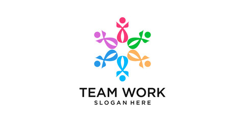 Teamwork Icon Logo Design Template