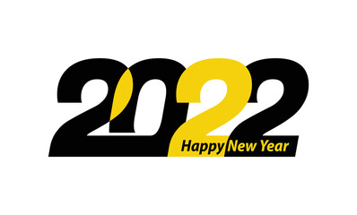 Happy New Year, 2022 design. For Brochure, template, card, banner. Vector illustration,  isolated on white background