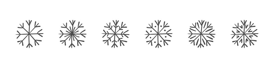 Set of hand drawn snowflakes. Snowflakes icons. Snowflakes Christmas elements. Vector illustration