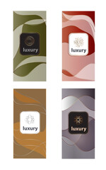 Luxury packaging design set isolated on white background. For web site, cover template, promo and luxury product. For ads, label, marketing, poster and placard design. Flyer set, vector illustration