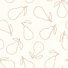 Papier Peint photo Environnement naturel Modèle abstrait vectorielle continue simple avec contours de poires sur fond beige clair