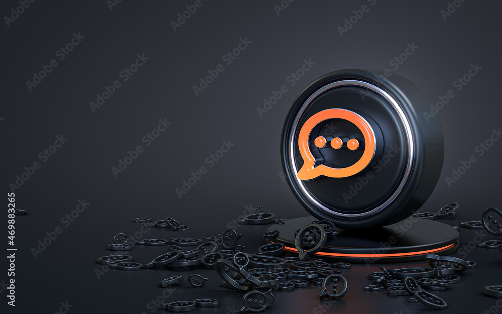 Poster message sign 3d rendering abstract dark realistic iconic background for social banner template