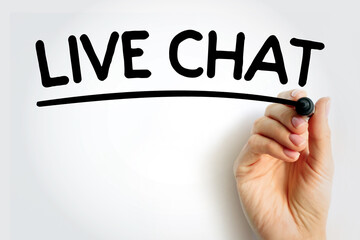 LIVE CHAT underlined text with marker, concept background