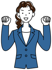 ガオー！のポーズをしているスーツ姿の可愛いい女性 イラスト ベクター