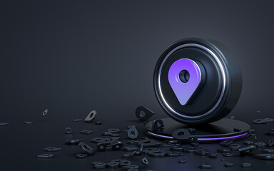 location sign 3d rendering abstract dark realistic iconic background for social banner template