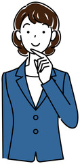 前向きに解決策を考えているスーツ姿の可愛いい女性 イラスト ベクター
Cute woman in a suit positive thinking of a solution illustration vector