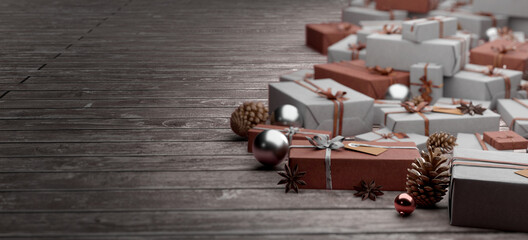 Christmas background with christmas decoration - 3d rendering