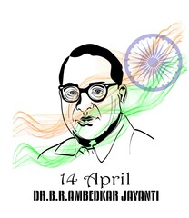 illustration of indian freedom fighter late dr babasaheb ambedkar,14 April - obrazy, fototapety, plakaty