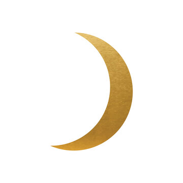 Gold Moon On White Background