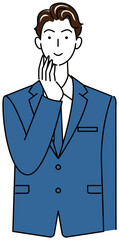 前向きに解決策を考えているスーツ姿の可愛いい男性 イラスト ベクター
Cute man in a suit positive thinking of a solution illustration vector