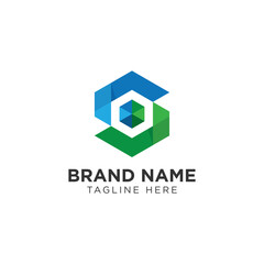 Modern creative letter S logotype. Abstract hexagon logo. Creative dynamic round logotype. Connection symbol.