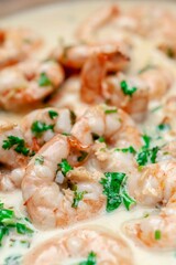 shrimp with fresh cream and cilantro