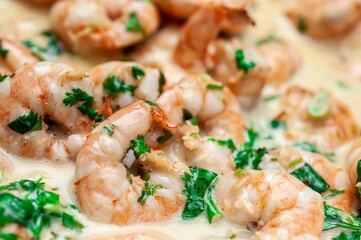 shrimp with fresh cream and cilantro