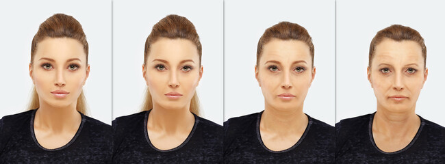 Aging process.Age changes.Aging.Woman of different ages-30,40,50, - obrazy, fototapety, plakaty