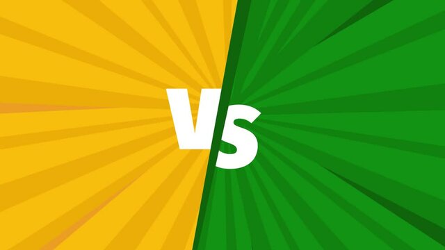 Yellow VS green. Teams versus battle screen. Fight backgrounds competition. Motion graphics. Animation. Footage.