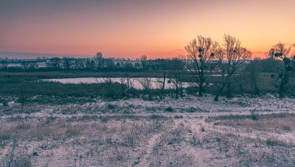 Winter sunrise on river