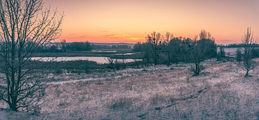 Winter sunrise on river