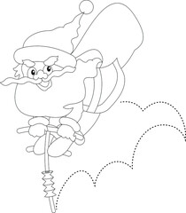  Cute Santa Claus Having a joy ride. Vector illustration