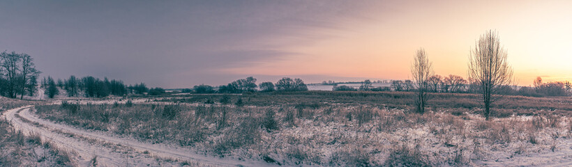Winter sunrise on river