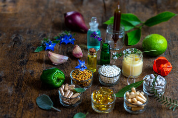 Fototapeta na wymiar Food supplements -Alternative medicine-generic image of alternative medicine