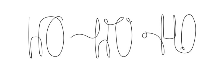 ho-ho-ho. New year 2022 lettering in  one line. Vector illustration, outline, line art