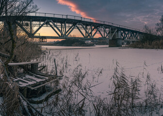 Winter sunrise on river