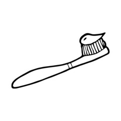 Hand drawn doodle toothbrush. Vector illustration.