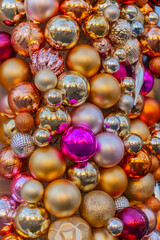 beautiful colorful christmas baubles background. festive decor