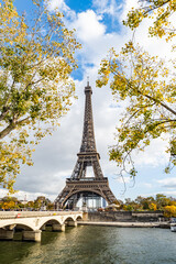 Fototapeta na wymiar Eiffel Tower in autumn, Paris, France