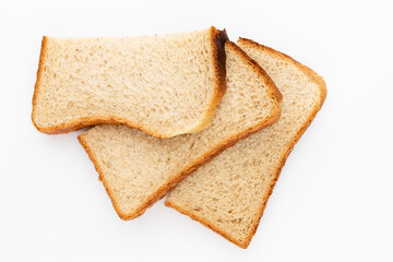 Bread slice isolated on white background.