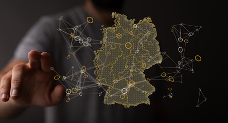 Abstract of germany map network - obrazy, fototapety, plakaty