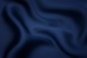 Close-up texture of natural blue fabric or cloth in same color. Fabric texture of natural cotton, silk or wool, or linen textile material. Blue canvas background.