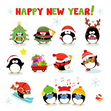 Collection Of Cute Christmas Penguins