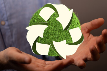 volumetric green recycling sign 3d