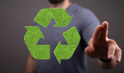 3d rendering of green recycle icon