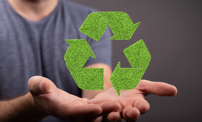 3d rendering of green recycle icon
