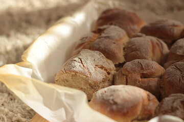 homemade bread with fresh yeast buns