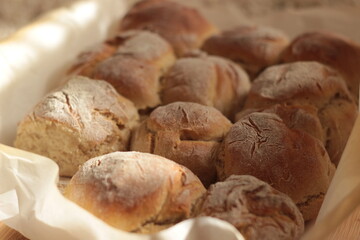 homemade bread with fresh yeast buns