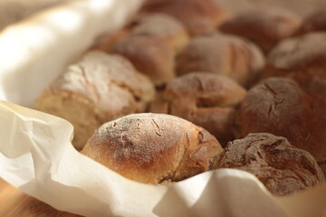 homemade bread with fresh yeast buns