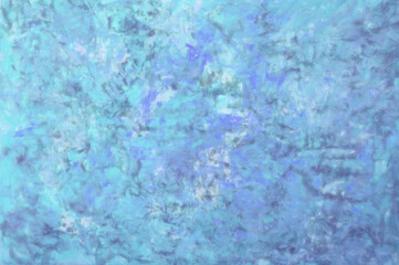 Light blue abstract oil paint winter background  with brush strokes on canvas.