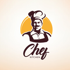 Bakery, bistro, restaurant stylized emblem template with chef silhouette - 469903403