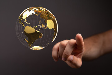 Global network concept. World map point. Global network planet Earth. 3D rendering.