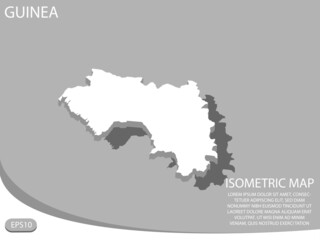 white isometric map of Guinea elements gray background for concept map easy to edit and customize. eps 10