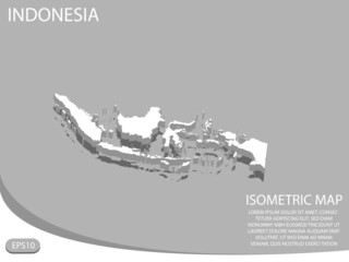 white isometric map of Indonesia elements gray background for concept map easy to edit and customize. eps 10