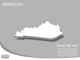 white isometric map of Kentucky elements gray background for concept map easy to edit and customize. eps 10