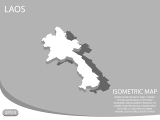 white isometric map of Laos elements gray background for concept map easy to edit and customize. eps 10