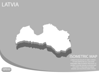 white isometric map of Latvia elements gray background for concept map easy to edit and customize. eps 10