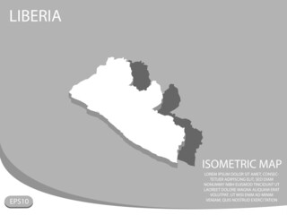 white isometric map of Liberia elements gray background for concept map easy to edit and customize. eps 10