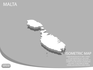 white isometric map of Malta elements gray background for concept map easy to edit and customize. eps 10