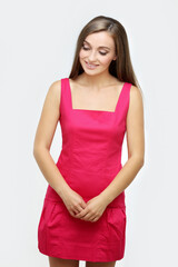 Winner.Portrait of laughing girl gesturing.